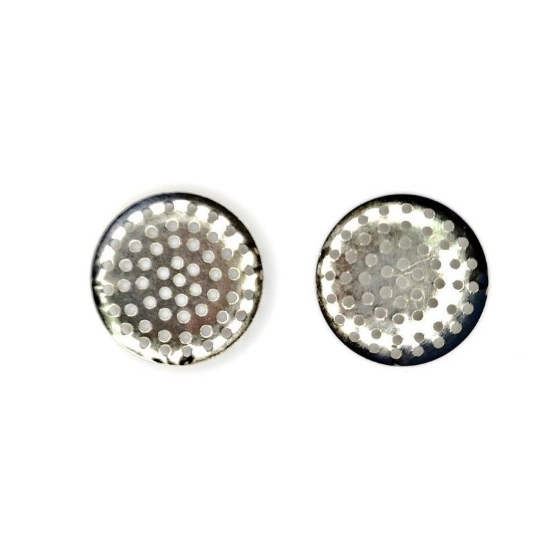 BROOCH, PERFORATED DISK, 25MM, RHODIUM PLATED. SOLD PER PACK OF 50.