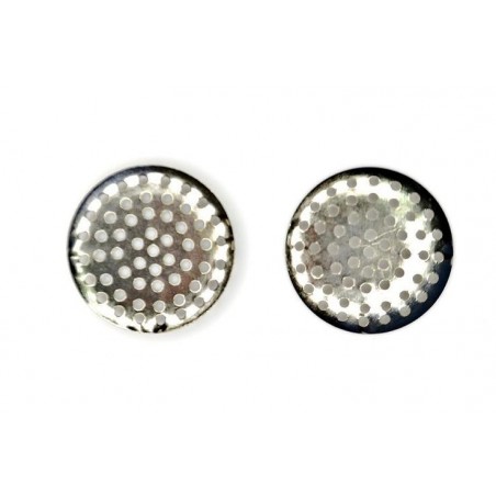 BROOCH, PERFORATED DISK, 25MM, RHODIUM PLATED. SOLD PER PACK OF 50.