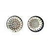 BROOCH, PERFORATED DISK, 25MM, RHODIUM PLATED. SOLD PER PACK OF 50.